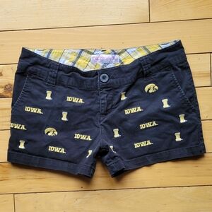 Iowa Hawkeye Shorts Black Chino Embroidered Preppy College Classics 3